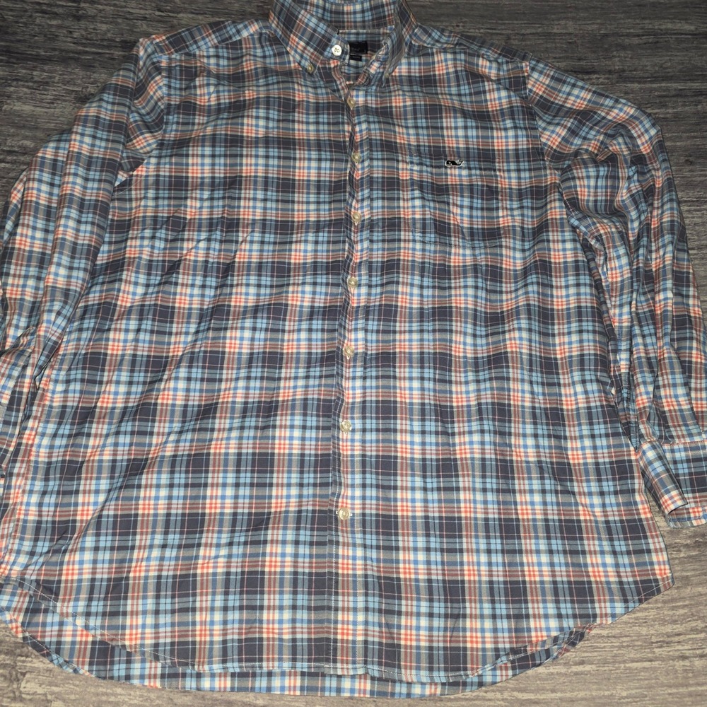 Vineyard Vines Slim Fit Tucker Shirt Men's L Plaid Button Down 100% Cotton‎